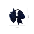 Dark blue grosgrain ribbon bow hair tie for babies, 8.5cm wide with elastic band - Dark Blue