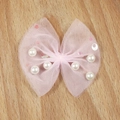 Sweet pink mesh bow with pearls and sequins for DIY clothing and hair accessories - Pale Pink Style (Without Clip) (#6)