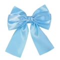 Sky blue satin layered bow hair clip with elegant long ribbons for girls - Sky Blue