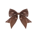 Handmade dark brown satin ribbon hair clip with elegant swallowtail bow for girls - Dark Coffee (#6)