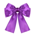 Elegant purple satin double layered butterfly hair clip with long ribbon streamers - Purple