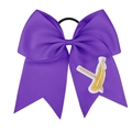 Fiocco per capelli grande in gros-grain viola con ricamo ed elastico nero - Viola - Stile Motivo Piuma