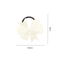 White ribbed grosgrain bow hair tie with high elastic band for baby girls 8.5x8cm - White