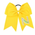 Grande elastico per capelli con fiocco giallo acceso e ricamo personalizzato lettera N - Giallo - Stile Lettera N