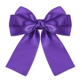 Elegant multi-layered dark purple satin bow hair clip with high-gloss finish for girls - Deep purple
