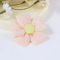 Rosa kariertes Blumen-Haar-Accessoire mit Silberpailletten und gelber Mitte - Hellrosa Glitzer