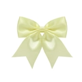 Pale yellow satin handmade hair bow clip with silky finish and elegant swallowtail ends - Pale Yellow (#4)