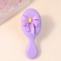 Mini spazzola per capelli lavanda con grazioso fiocco 3D e morbido cuscinetto - Viola