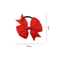 Large red ribbed grosgrain hair bow with black elastic band for kids girls, 8.5cm size - Red