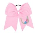 Chouchou nœud rose en gros-grain avec broderie élégante et élastique haute qualité - Rose - Style Lettre U