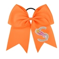 Nœud pour cheveux orange vif en gros-grain avec lettre S brodée et élastique noir - Orange - Style Lettre S