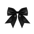 Handmade black satin swallowtail bow hair clip with a silky polyester finish for girls - Black (#12)