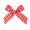 Handmade 2cm red and white gingham plaid fabric bow knot accessory for DIY crafts - Red Plaid Style (#5)