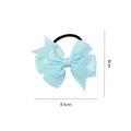 Light blue ribbed grosgrain bow hair tie for baby girls with high elastic band - Light Blue