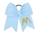 Grand chouchou nœud papillon bleu clair avec broderie dorée de la lettre M - Bleu Clair - Style Lettre M