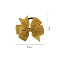 Mustard yellow ribbed grosgrain ribbon bow hair tie for kids, 8.5cm by 8cm size - Gold