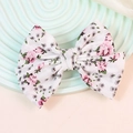 Handgefertigte doppellagige Haarspange aus weißem Chiffon mit rosa Blumen im Floral-Stil - Weiß