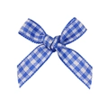 Blue and white gingham checkered handmade bow for garment decoration and DIY crafts - Sky Blue Plaid Style (#7)