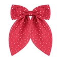 Pince à cheveux nœud à pois rouges avec longs rubans au design doux et chic - Rouge