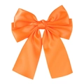 Elegant orange satin hair bow clip with long silk ribbons for girls and women - Orange