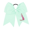 Grand chouchou nœud vert menthe avec broderie détaillée et élastique noir pour cheveux - Vert Menthe - Style Lettre J