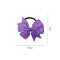 Purple ribbed grosgrain ribbon bow hair tie with elastic band for baby girls - Purple