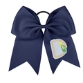 Nœud de cheveux bleu marine en gros-grain avec broderie lettre D et élastique noir - Bleu Marine - Style Lettre D