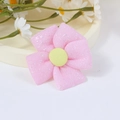 Pink checkered flower fabric accessory with yellow center and glitter texture - Pink Glitter