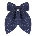 Barrette à cheveux à pois bleu marine avec nœud papillon de style japonais - Bleu Marine