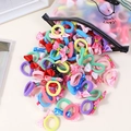 Colorful high elasticity girl's hair ties with fabric bows in a frosted zipper pouch - Style 1
