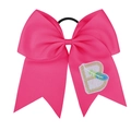 Chouchou à nœud fuchsia surdimensionné avec écusson brodé de paillettes lettre B - Rose - Style Lettre B
