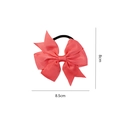 Coral pink ribbed grosgrain bow hair tie with black elastic band for kids, 8.5cm size - Coral Pink