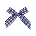 Handmade blue and white plaid gingham ribbon bow for DIY clothing and gift accessories - Dark Blue Plaid Style (#10)