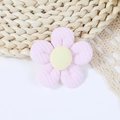 Pink fabric 3D flower accessory with five petals and yellow center for DIY hairpins - Light Pink