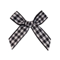 Handmade small 2cm black and white gingham ribbon bow for DIY accessories - Black White Plaid Style (#11)