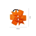 Orange 8.5cm ribbed grosgrain ribbon hair bow with durable black elastic band - Orange
