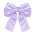 Elegant light purple satin bow hair clip with decorative double-layered 3D lace design - Light Purple