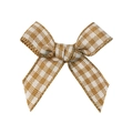 Handmade brown and white gingham plaid bow accessory for DIY craft gift wrapping - Light Brown Plaid Style (#13)