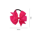 Rose red ribbed grosgrain bow hair tie with high elastic band for children girls - Rose Red