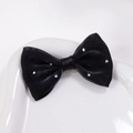 Handmade black satin bow with sparkling silver rhinestones for DIY hair accessories - Black (#9)