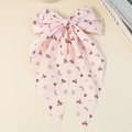 Rosa Schleifen-Haarclip mit Kirsch- und Regenbogen-Print für Mädchen - Rosa