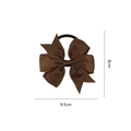 Dark brown ribbed grosgrain bow hair tie for infants with elastic band 8.5cm wide - Brown