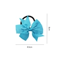 Sky blue ribbed ribbon bow hair tie with elastic band for babies and girls 8.5cm - Sky Blue