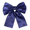 Elegant dark blue satin ribbon butterfly hair clip with long streamers for girls - Dark Blue