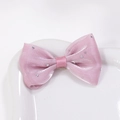 Pink silk bow with silver rhinestones for DIY hair accessories and handmade crafts - Pink (#11)
