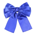 Elegant large electric blue satin ribbon bow hair clip for girls with long tails - Bright Blue