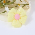 Yellow sparkling fabric flower bow with a pink button center for DIY hair accessories - Yellow Glitter