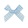 Handmade 2cm blue and white plaid checkered ribbon bow for clothing and DIY accessories - Light Blue Plaid Style (#17)