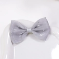 Silver grey silk mesh bow with sparkling rhinestones for DIY handmade hair accessories - Silver Gray (#12)