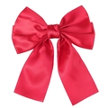 Elegant large red satin bow hair clip for girls with long hanging ribbons - Red